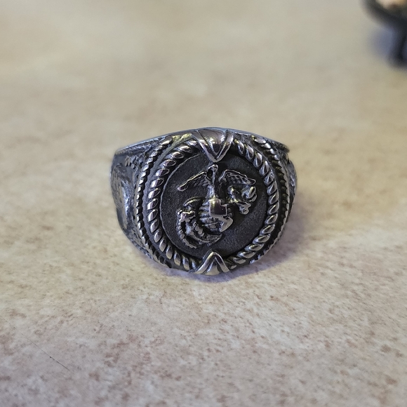 Stainless USMC MARINE CORPS RING. USMC Belt Buckles, Pocket Watches - Picture 3 of 6